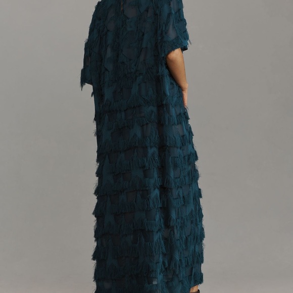 Anthropologie Blue Ruffled Tiered Maxi Dress - Picture 3 of 3